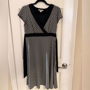 dressbarn Monochrome Patterned Midi Dress